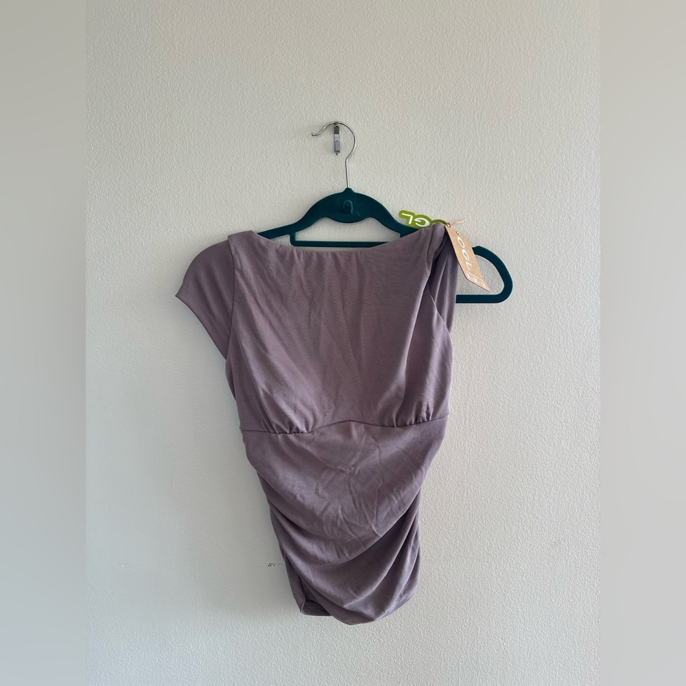 OGL Women's Short Sleeve Tee with Built-in Bra - Lavender - Picture 2 of 4